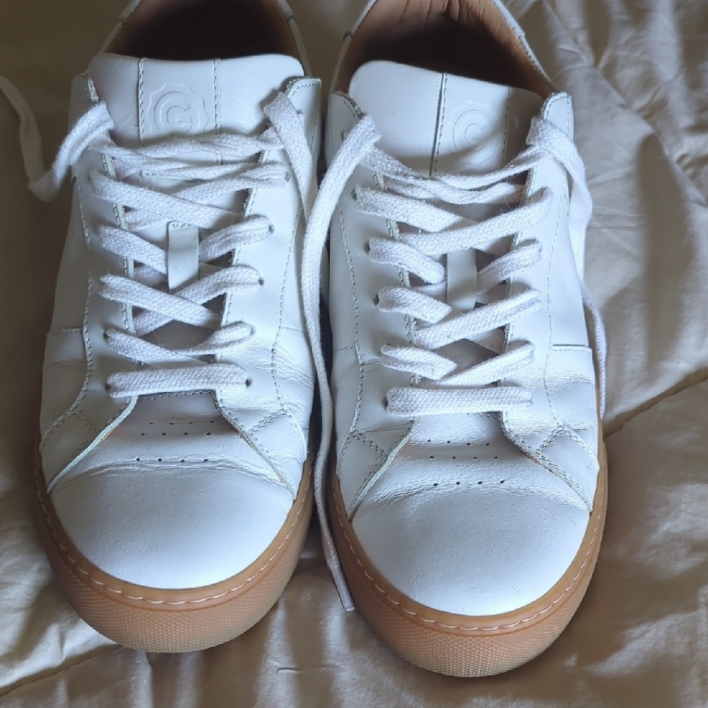 Greats White and Brown Sneakers with Gum Sole